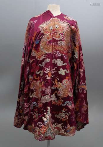 Chinese Qing "jifu" court tunic, embroidered silk,...