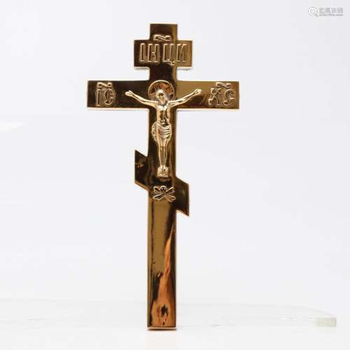 Orthodox crucifix in gilded brass, from the first half of th...