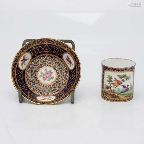 Sèvres porcelain cup and dish , circa 1780.