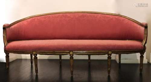 Charles IV settee in partially gilded walnut, late 18th-earl...
