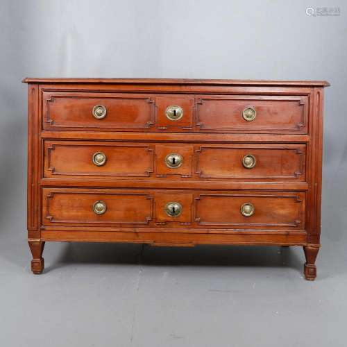 French Louis XVI chest of drawers in cherry wood, third quar...