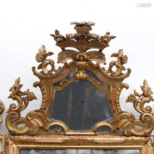 Mirror with Charles III frame in carved, stuccoed and gilded...