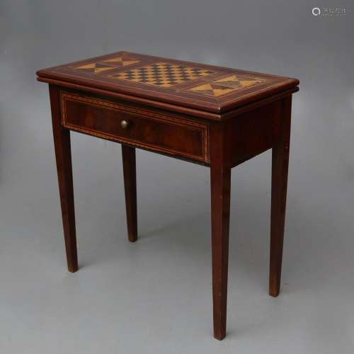 Charles IV game table in mahogany and mahogany palm, 19th Ce...