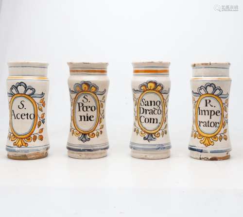 Set of four Catalan pharmacy jars in "Banyoles" ea...