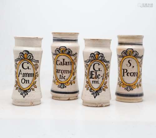 Set of four Catalan pharmacy jars in "Banyoles" ea...