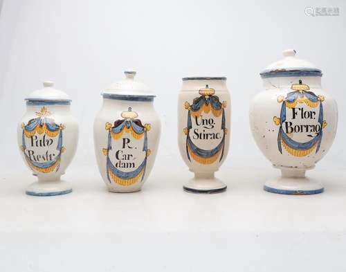 Set of four Catalan pharmacy jars in "Banyoles" ea...