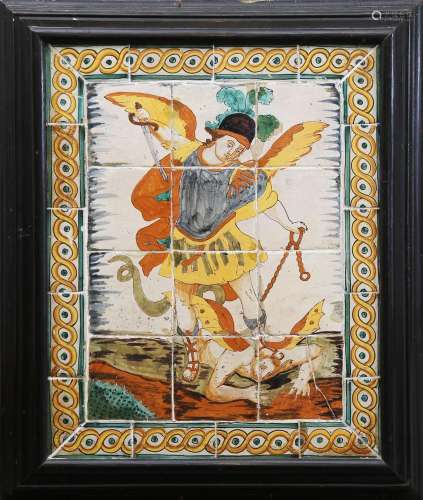 "Saint Michael the Archangel", Catalan tiles panel...
