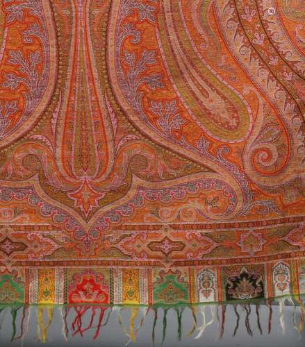 Kashmir "eight-pointed" shawl in wool and silk, la...