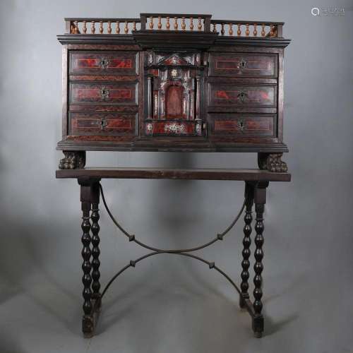 Spanish or Flemish Baroque-style chest in rosewood, ebony, a...