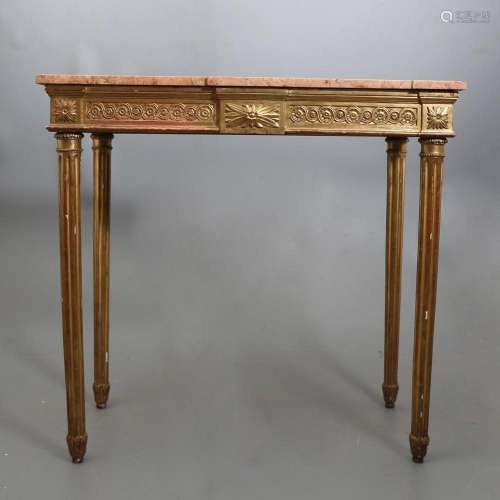 Louis XVI style console in carved and gilded wood, circa 193...