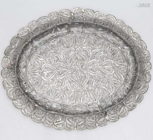Spanish silver filigree tray, early decades of the 20th Cent...