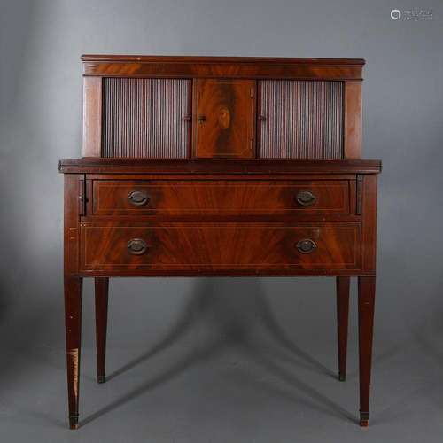 Edwardian "Bonheur du jour" in mahogany with marqu...