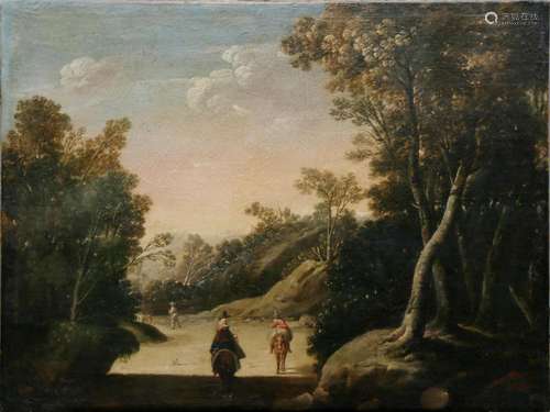 ITALIAN SCHOOL, SECOND HALF 17TH CENTURY. Animated landscape...