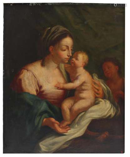 ITALIAN SCHOOL, 18TH CENTURY. Madonna with Child and Saint J...
