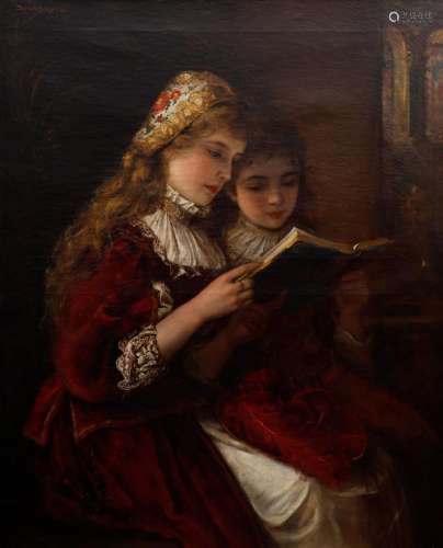 LAJOS BRUCK. Young people reading.