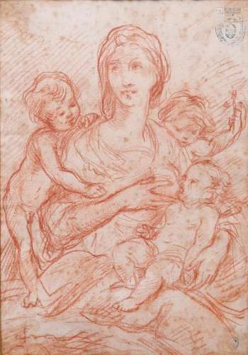 EGISTO ROSSI. Madonna with Child, Saint John and a child.