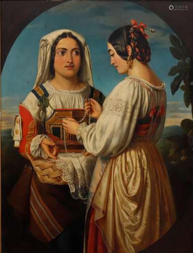 FERDINAND-FRANÇOIS VAN BEERLERE. Two young Italian women.