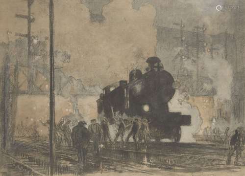 Frank Brangwyn RA RWS RBA, Gallois 1867-1956- Train à vapeur...