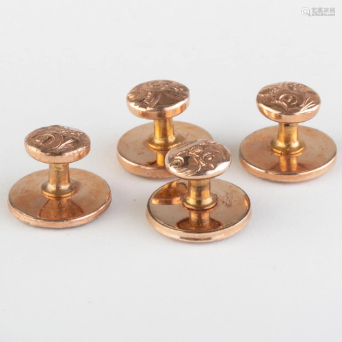 Set of Four Rose Gold Engraved Dress Buttons