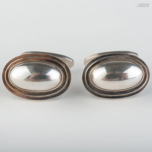 Pair of Georg Jensen Sterling Silver Oval Cufflinks