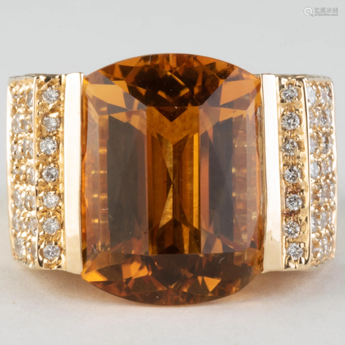 Sonia Bitton 14k Gold, Citrine and Diamond Ring