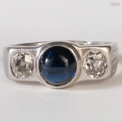 Platinum, Diamond and Sapphire Ring