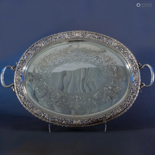 Victorian Silver Two Handled Tray