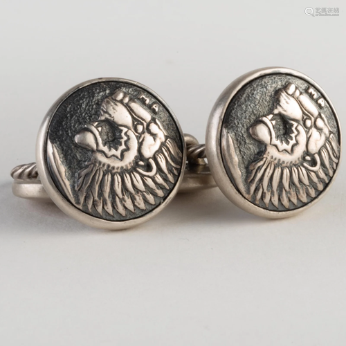 David Yurman Sterling Silver Lion Head Cufflinks