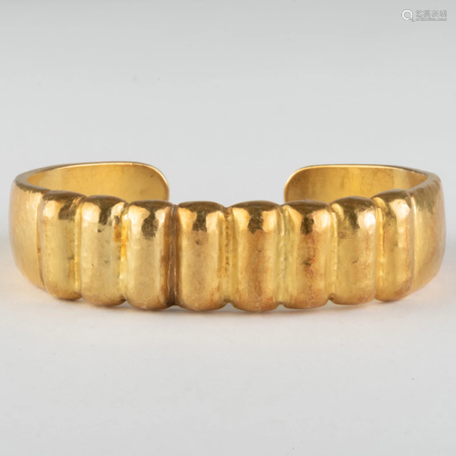 Hammered 18k Gold Cuff Bracelet