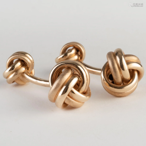 Pair of 14k Gold Knotted Cufflinks