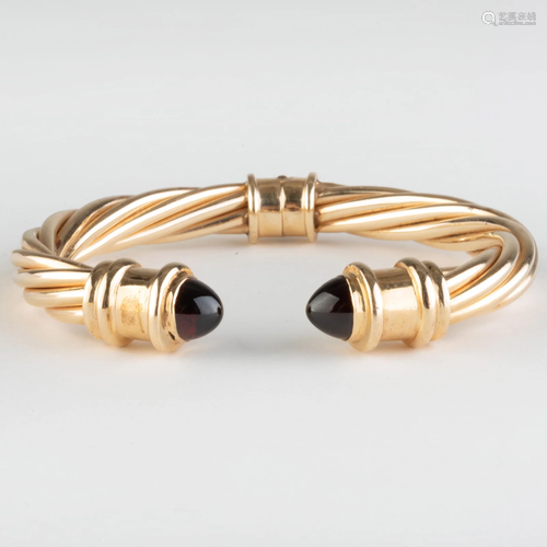 14k Gold and Garnet Cuff Bracelet