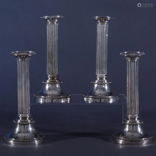 Set of Four Swedish Christian VII Silver Columnar