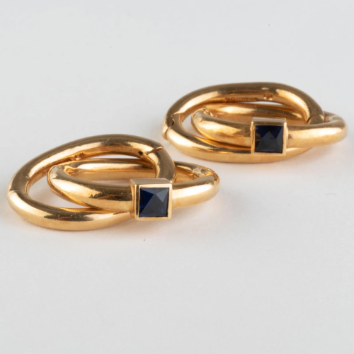 Pair of David Webb 18k Gold Double Hoop Cufflinks