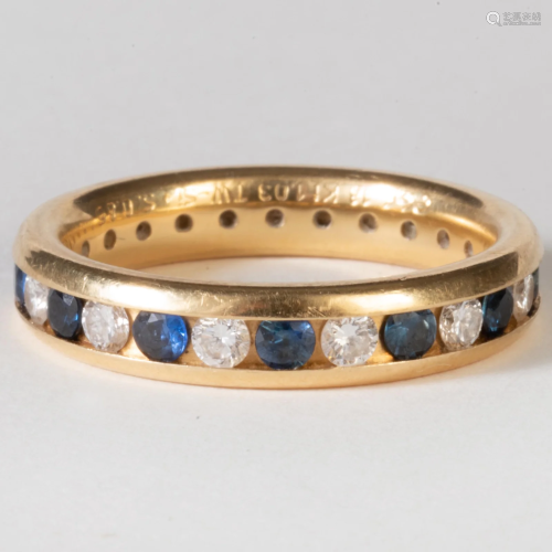 18k Gold, Diamond and Sapphire Ring
