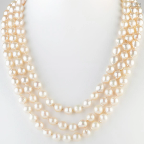 Long Baroque Cultured Pearl Necklace