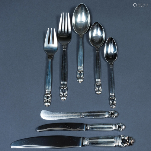 Georg Jensen Silver Part Flatware Service in the