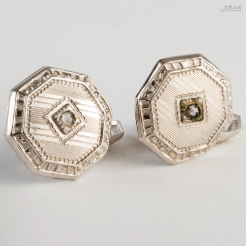 H.W.K. Co. Platinum and Diamond Cufflinks