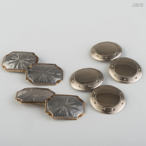 Pair of Platinum and 14k Gold Cufflinks