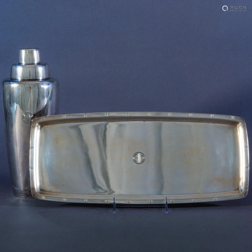 Tiffany & Co. Silver Cocktail Shaker and Tray