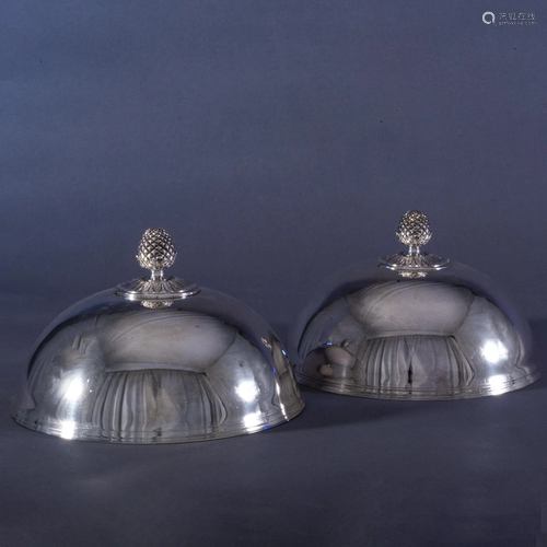 Pair of Christofle Silver Plate Cloches