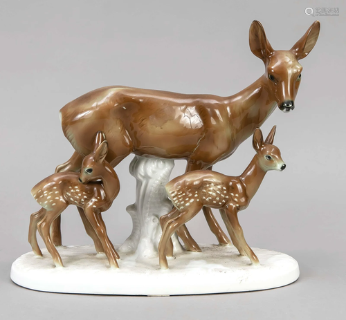 doe with 2 fawns, Gerold porce