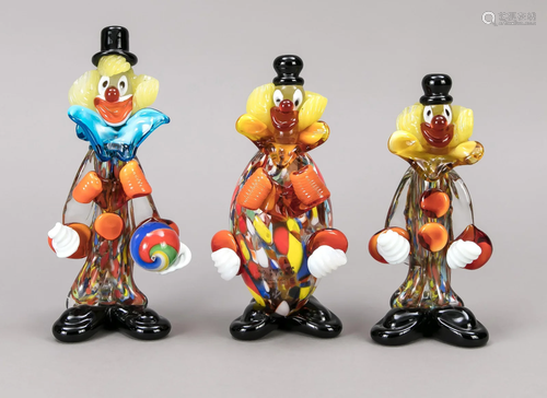 Three standing clowns, Murano,