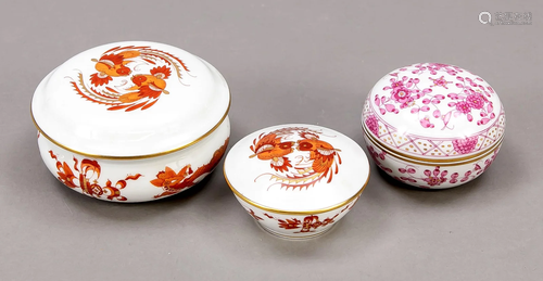 Three lidded boxes, Meissen, 1