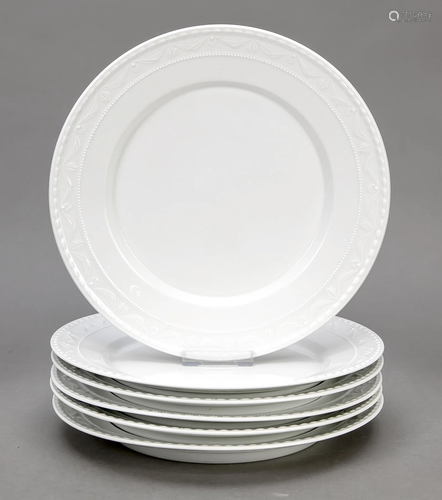 Six flat dinner plates, KPM Be