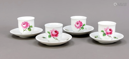 Four coffee cups with saucers,