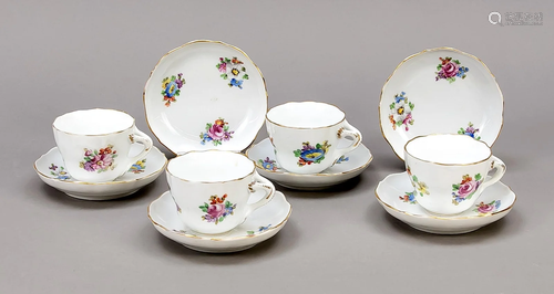 Four demitasse cups with 6 sau