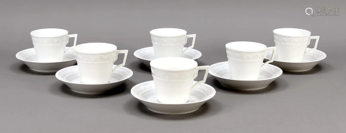 Six coffee cups with saucer, K