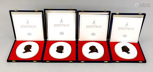 Four plaques with silhouettes