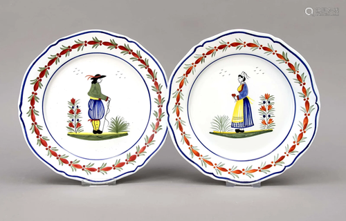 Pair of plates, Quimper, Franc