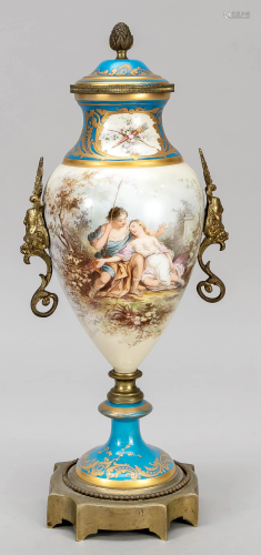 Lidded vase with bronze mounti